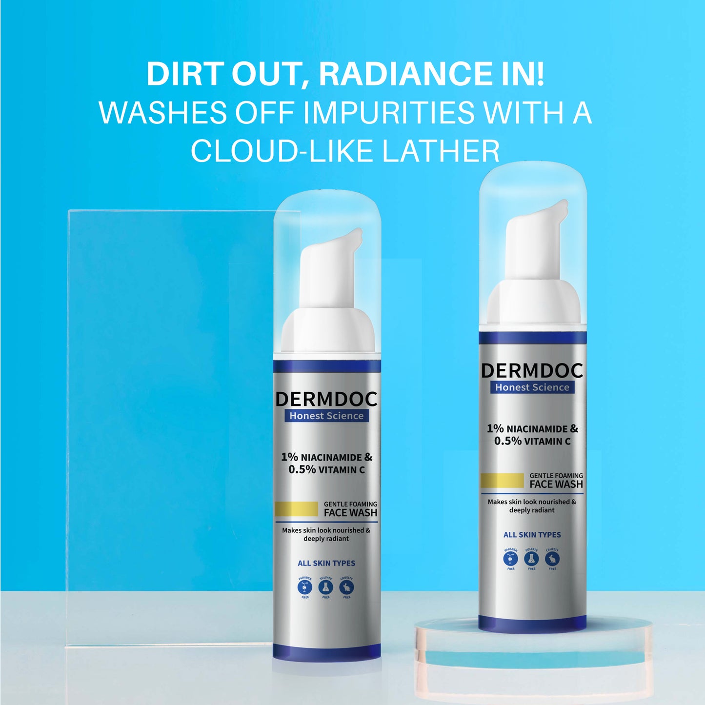 DERMDOC 1% Niacinamide & 0.5% Vitamin C Gentle Foaming Face Wash (80 ml)