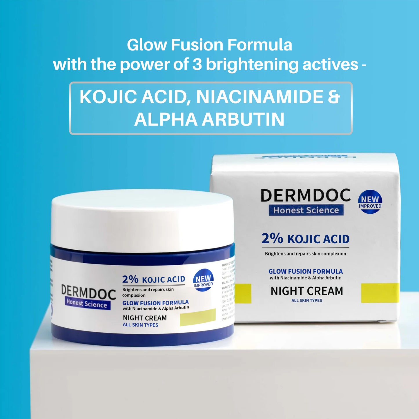 DermDoc 2% Kojic Acid Glow Fusion Formula Night Cream For Even-Toned and Bright Skin (50 g)