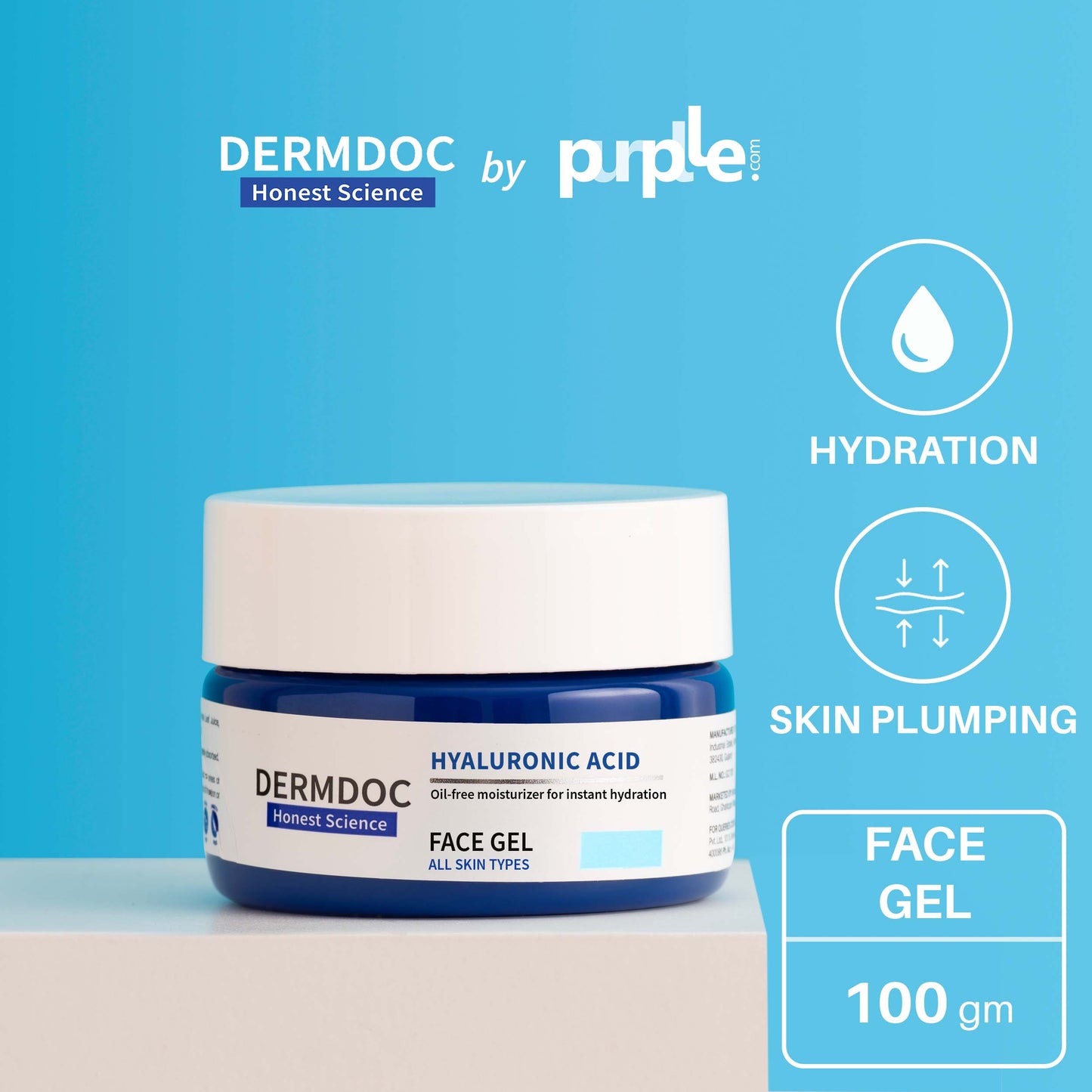 DermDoc Skin Hydrating Face Gel with Hyaluronic Acid (100 gm)
