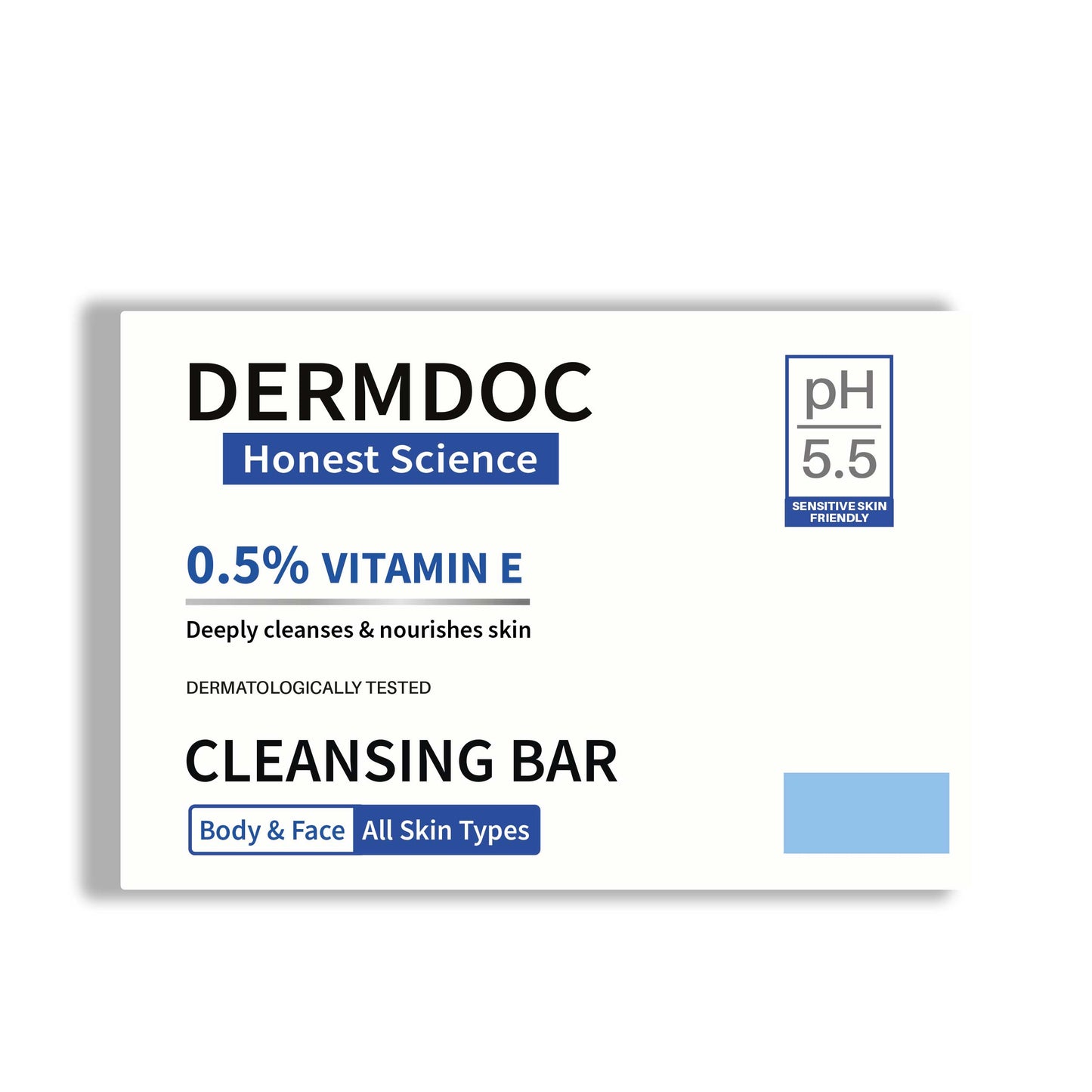 DermDoc 0.5% Vitamin E Cleansing Bar For Moisturized Skin (75g)