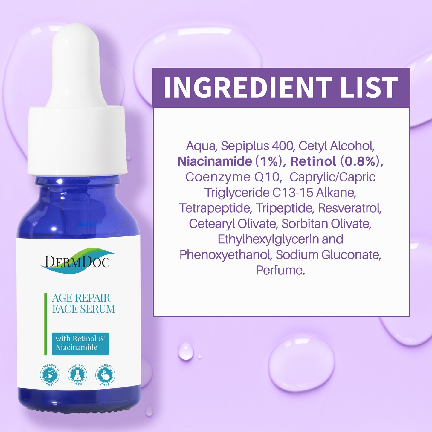 DermDoc Age Repair Face Serum with Retinol & Niacinamide (10 ml)