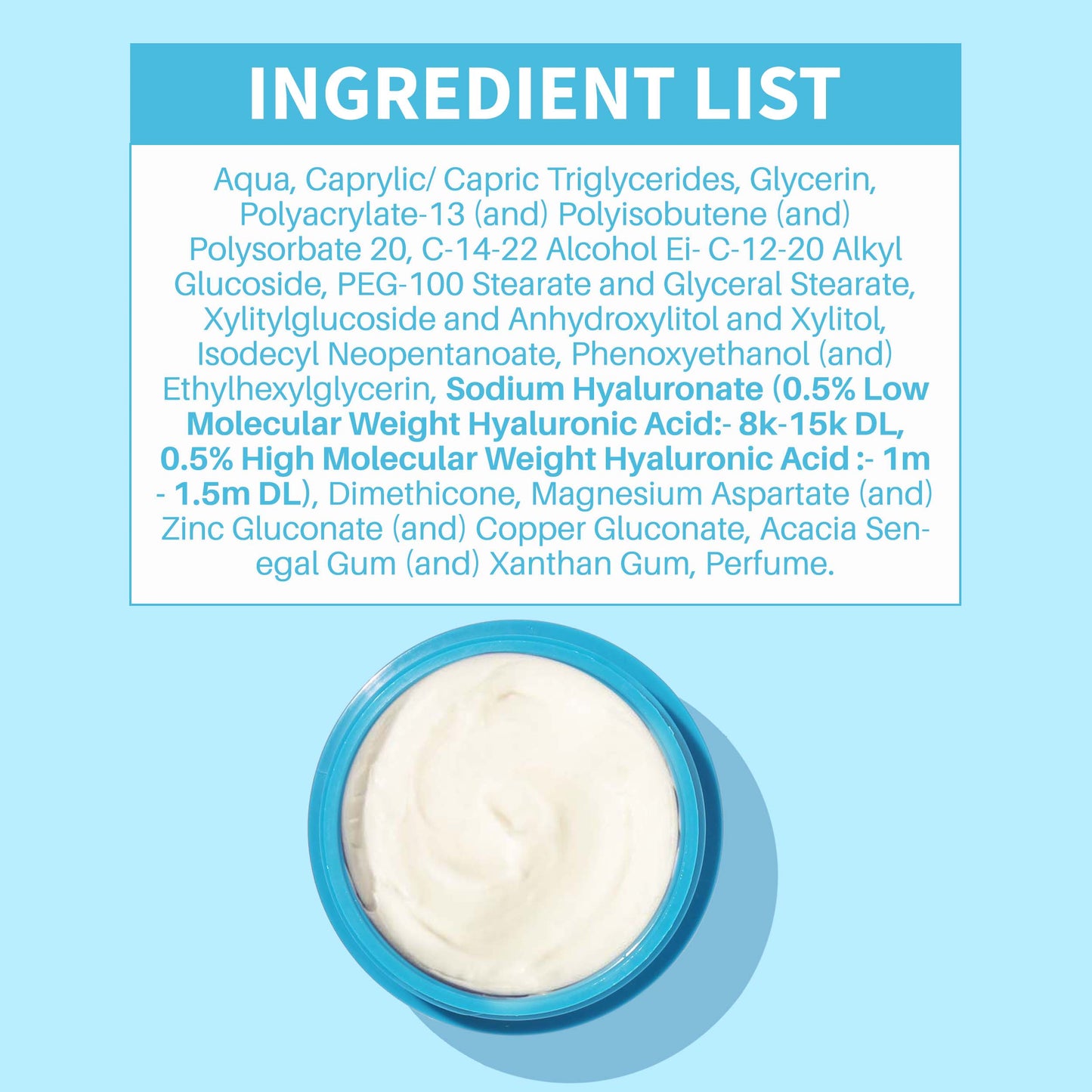 DermDoc 1% Pure Hyaluronic Acid Face Cream For Skin Moisturization (50g)