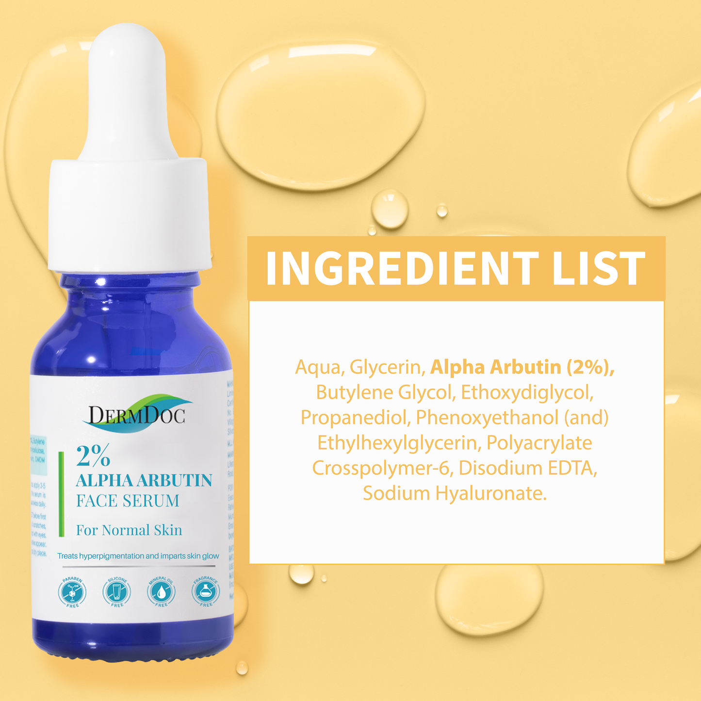 DermDoc 2% Alpha Arbutin Face Serum For Skin Brightening (15 ml)