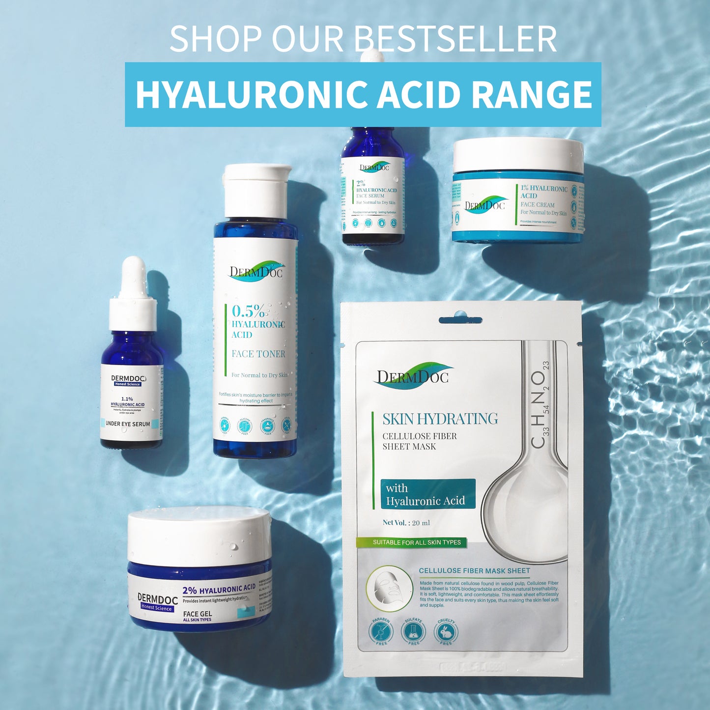 DermDoc 1% Pure Hyaluronic Acid Face Cream For Skin Moisturization (50g)