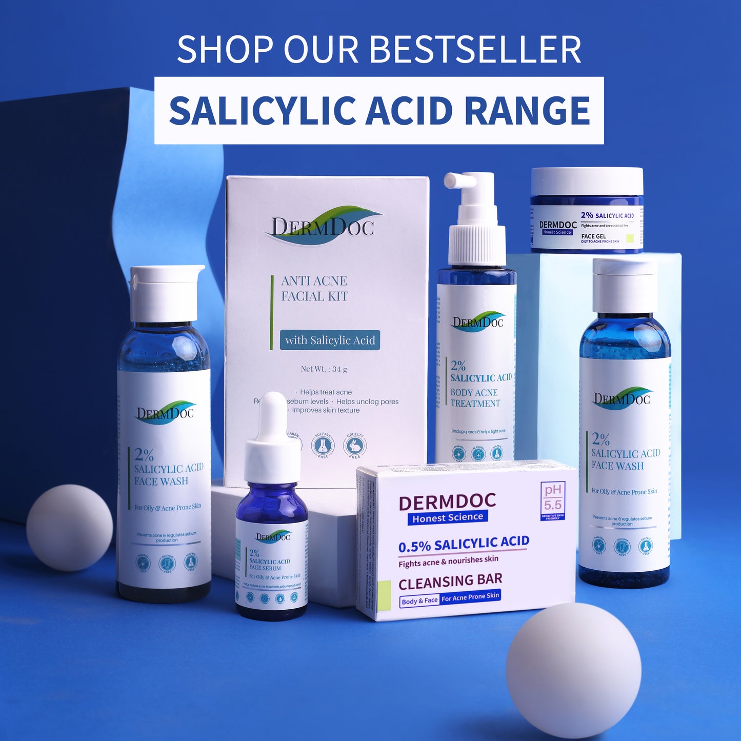 DermDoc 2% Salicylic Acid Anti Acne Face Gel For Clear & Acne Free Skin (100g)