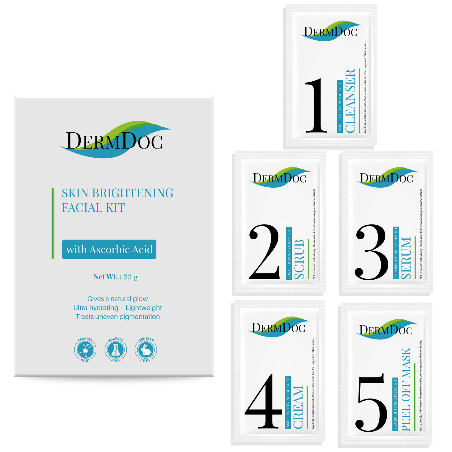 DermDoc Skin Brightening Facial Kit with Ascorbic Acid (33 g)
