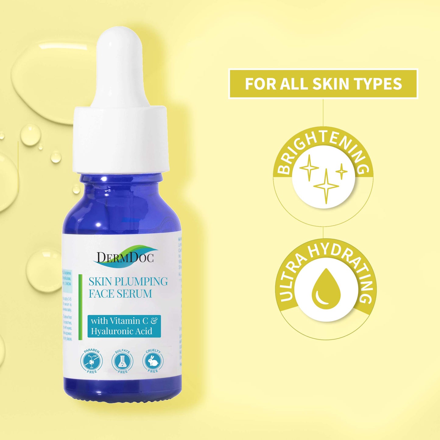 DermDoc Skin Plumping Face Serum with Vitamin C & Hyaluronic Acid (15 ml)