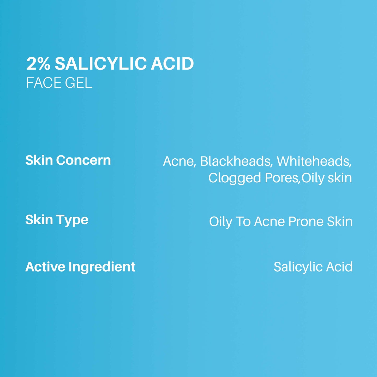 DermDoc 2% Salicylic Acid Anti Acne Face Gel For Clear & Acne Free Skin (100g)