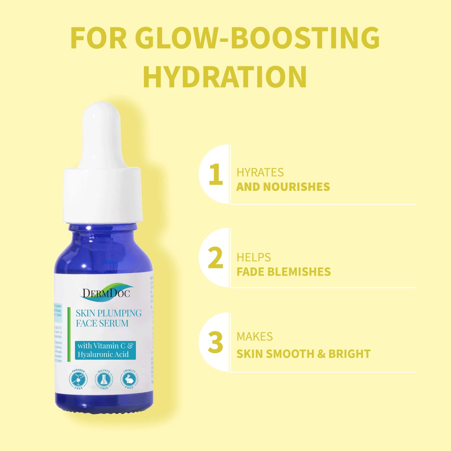DermDoc Skin Plumping Face Serum with Vitamin C & Hyaluronic Acid (15 ml)