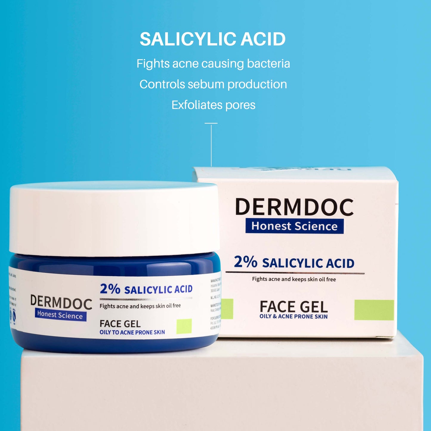 DermDoc 2% Salicylic Acid Anti Acne Face Gel For Clear & Acne Free Skin (100g)