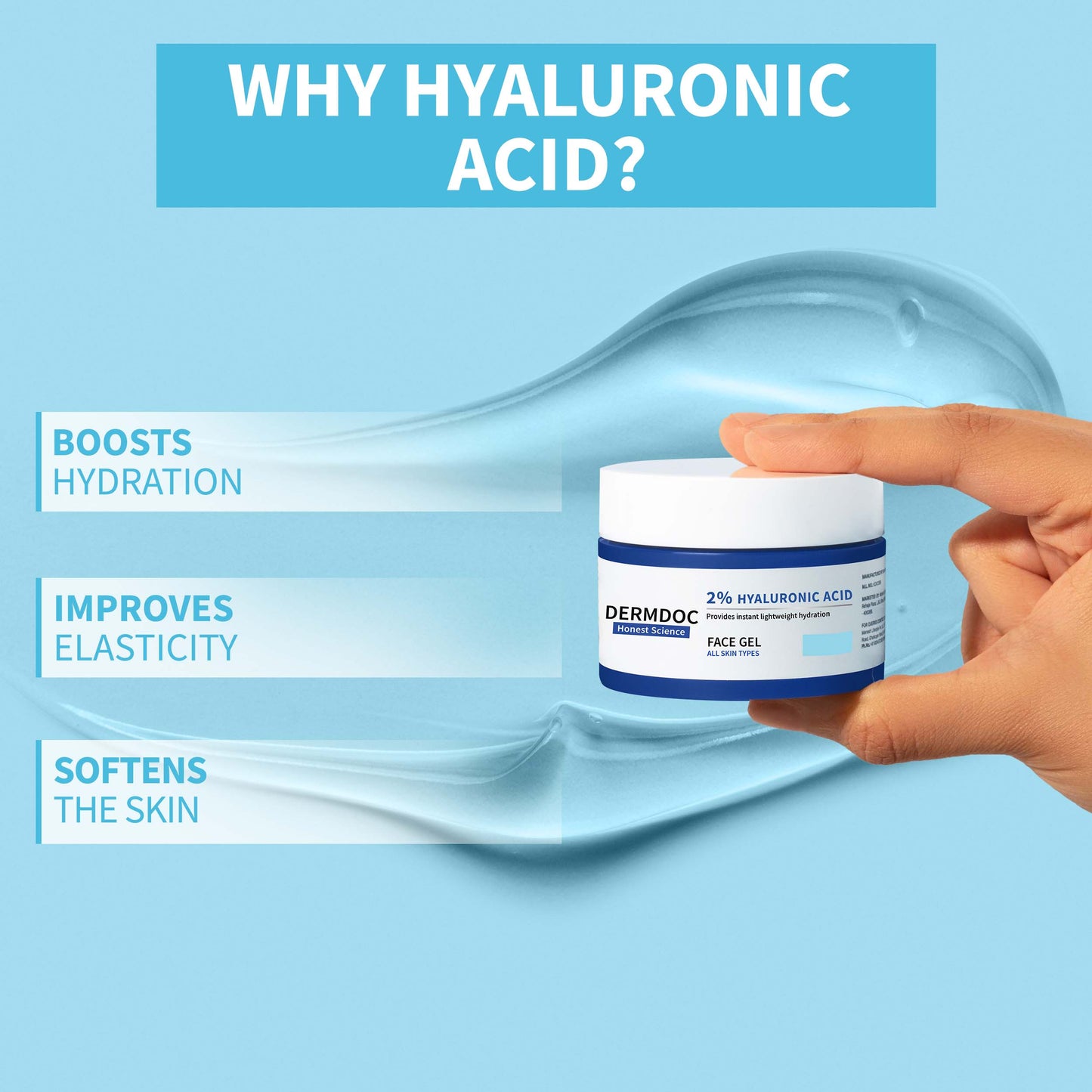 DermDoc Skin Hydrating Face Gel with Hyaluronic Acid (100 gm)