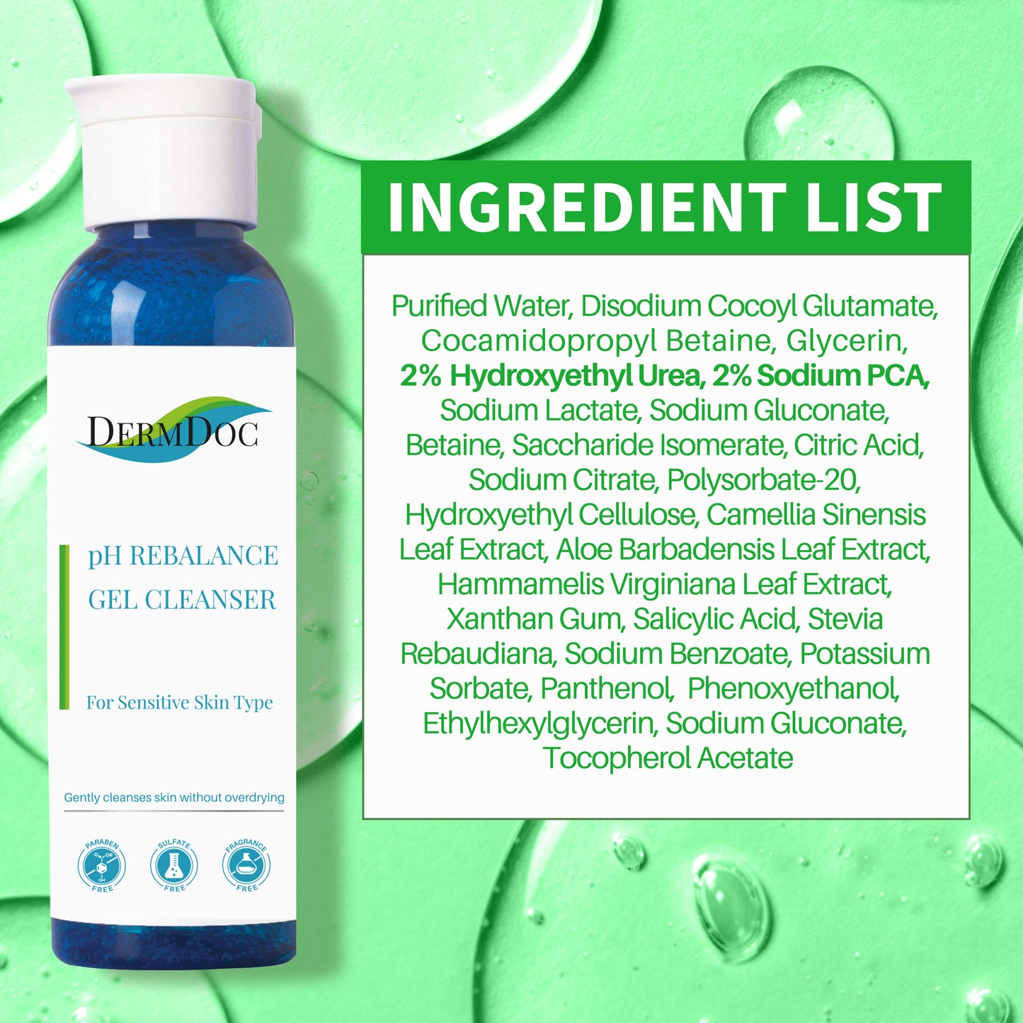 DermDoc pH Rebalance Gel Cleanser For Sensitive Skin (120 ml)