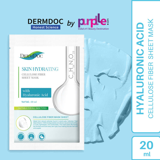 DermDoc Skin Hydrating Cellulose Fiber Sheet Mask with Hyaluronic Acid (20 ml)