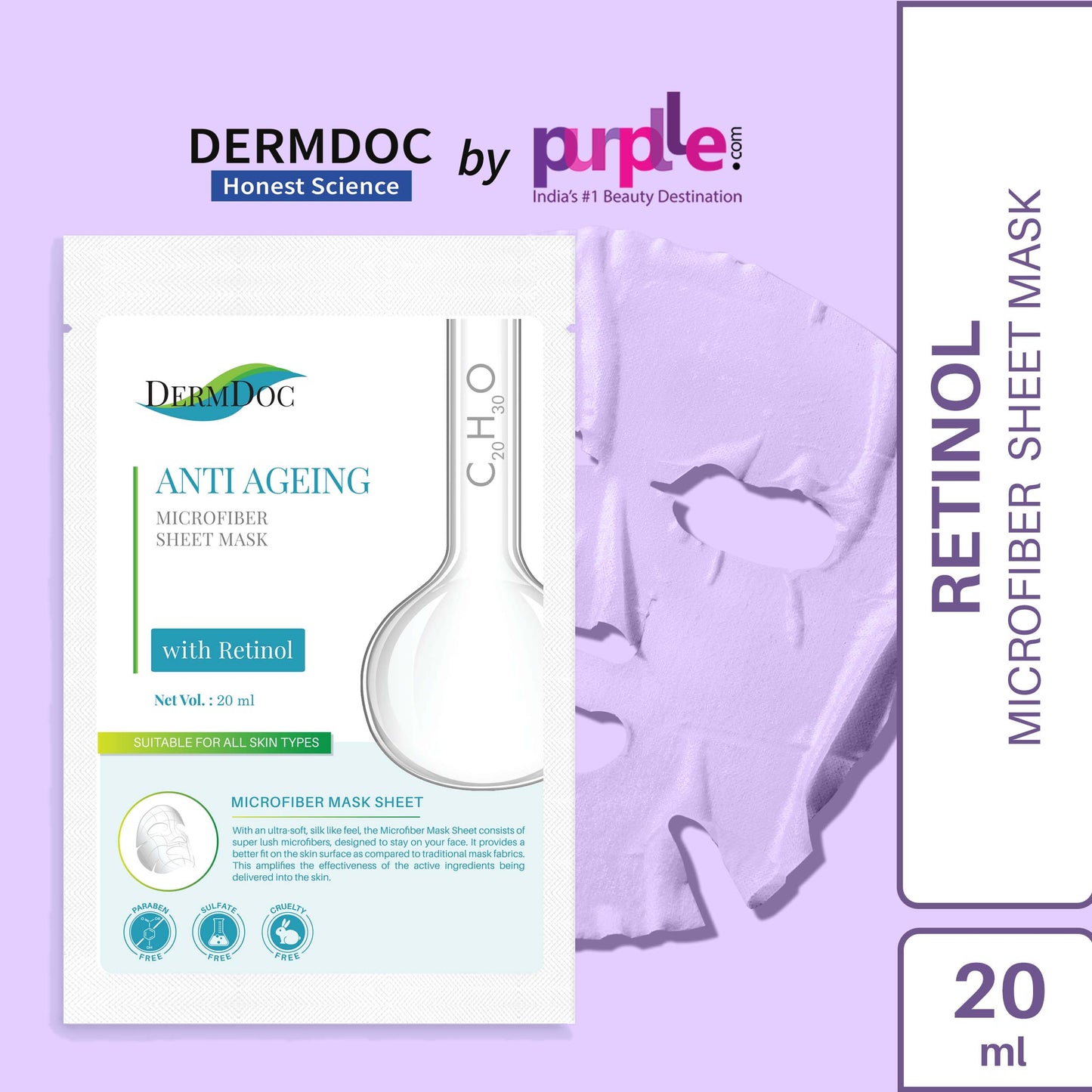 DermDoc Age Defying Microfiber Sheet Mask with Retinol (20 ml)