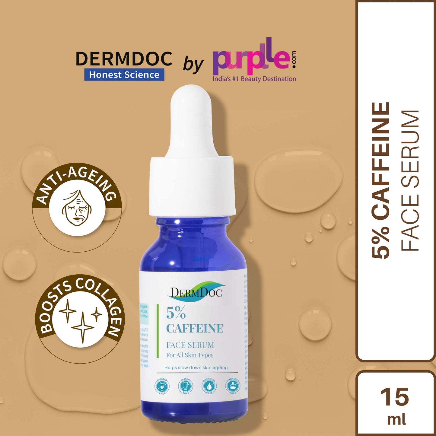 Dermdoc 5% Caffeine Face Serum For Youthful Skin (15 ml)