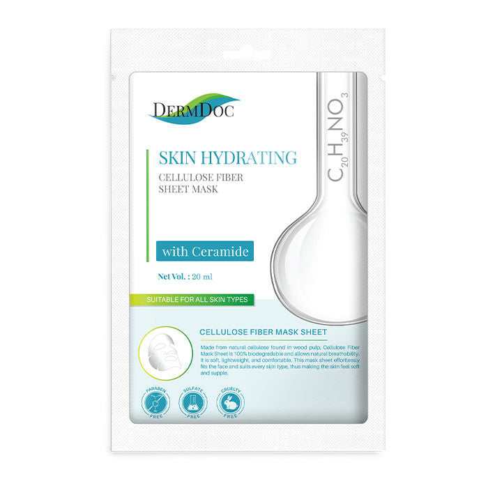 DermDoc Skin Hydrating Cellulose Fiber Sheet Mask with Hyaluronic Acid (20 ml)