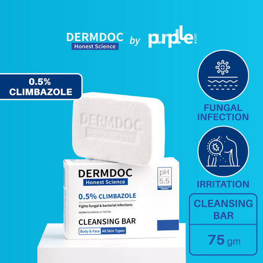 DermDoc by Purplle Anti Fungal 0.5% Climbazole Cleansing Bar (75g) | gentle deep cleansing bar | antifungal cleansing bar for skin