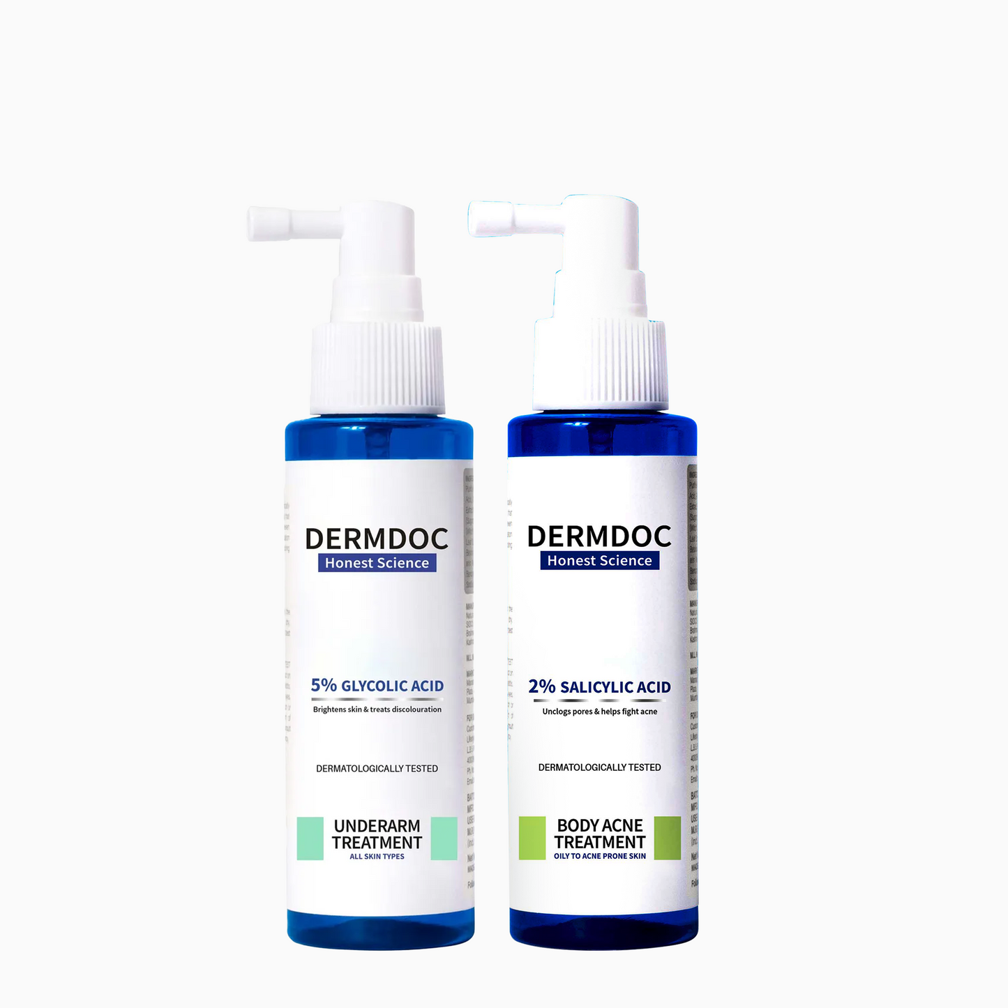 DERMDOC Smooth & Clear Combo | glycolic acid underarm spray | salicylic acid body acne spray