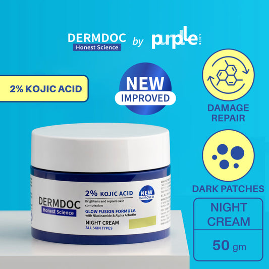 DermDoc 2% Kojic Acid Glow Fusion Formula Night Cream For Even-Toned and Bright Skin (50 g)