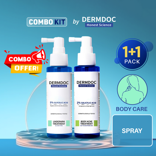 DERMDOC Smooth & Clear Combo | glycolic acid underarm spray | salicylic acid body acne spray