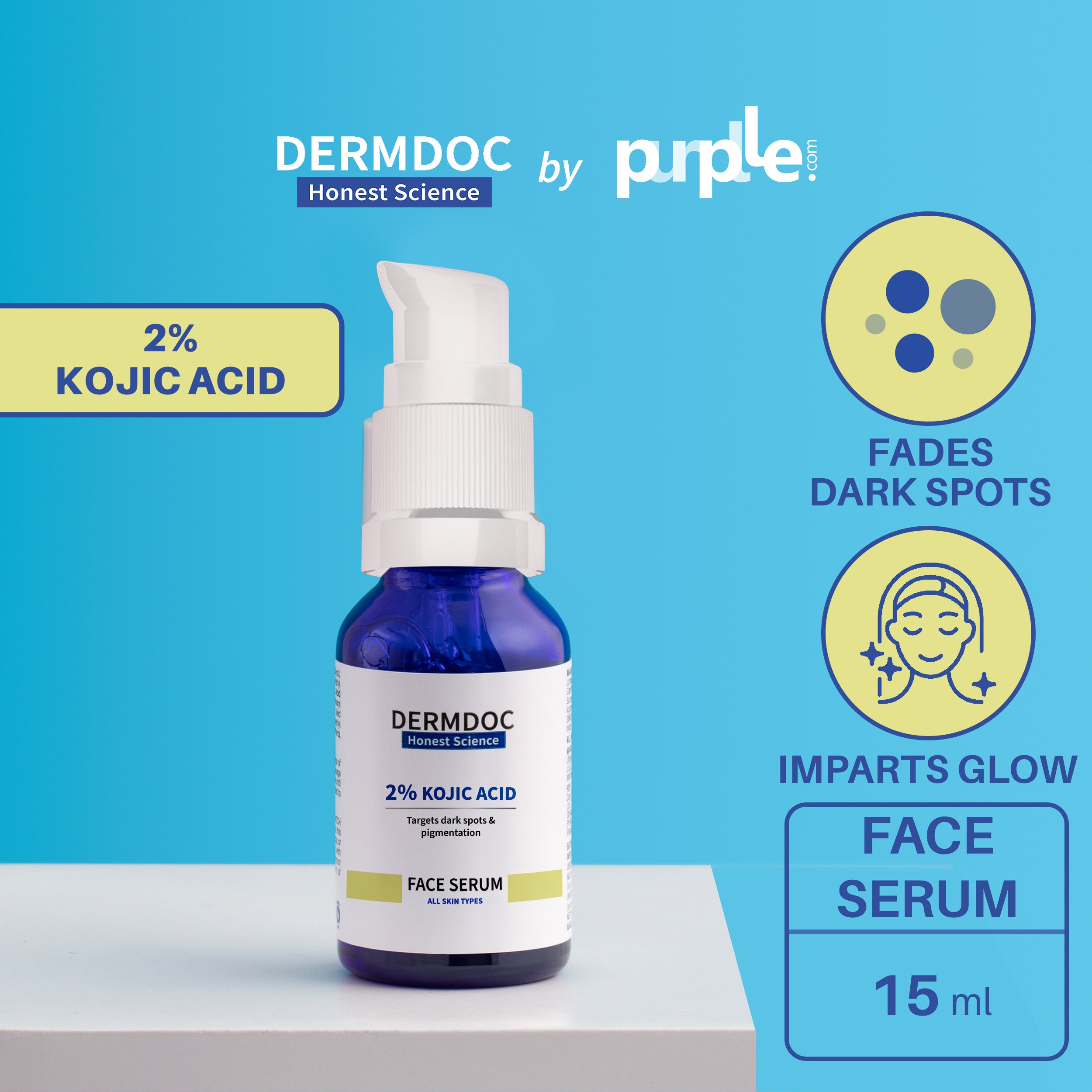 DERMDOC 2% Kojic Acid Face Serum | Serum for brightening, dark spots ...