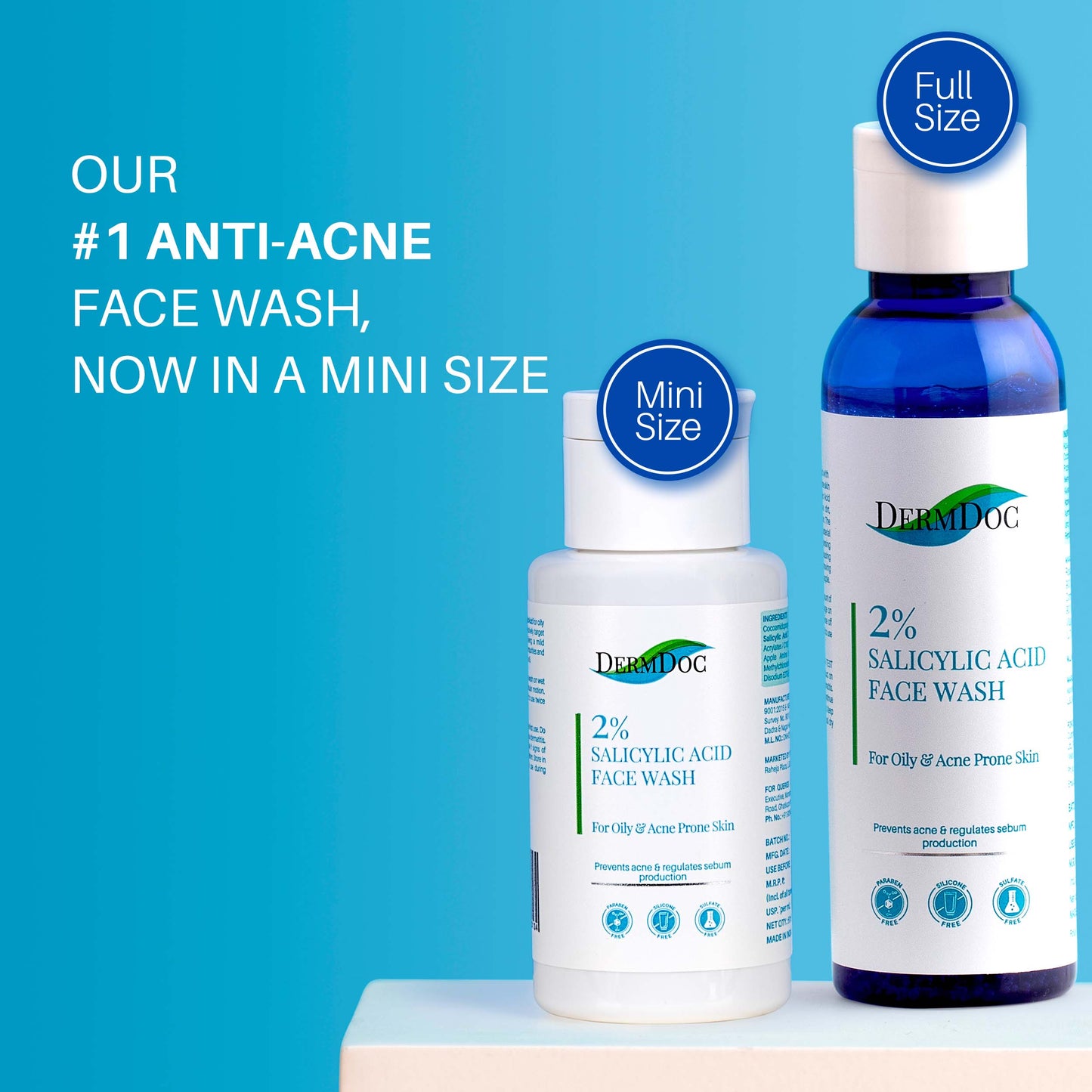 DermDoc 2% Salicylic Acid Anti Acne Face Wash For Clear & Acne Free Skin (60ml)