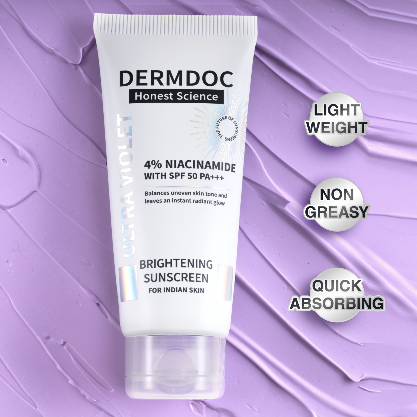 DERMDOC 4% Niacinamide with SPF 50 PA +++ Brightening Sunscreen (50 gm)