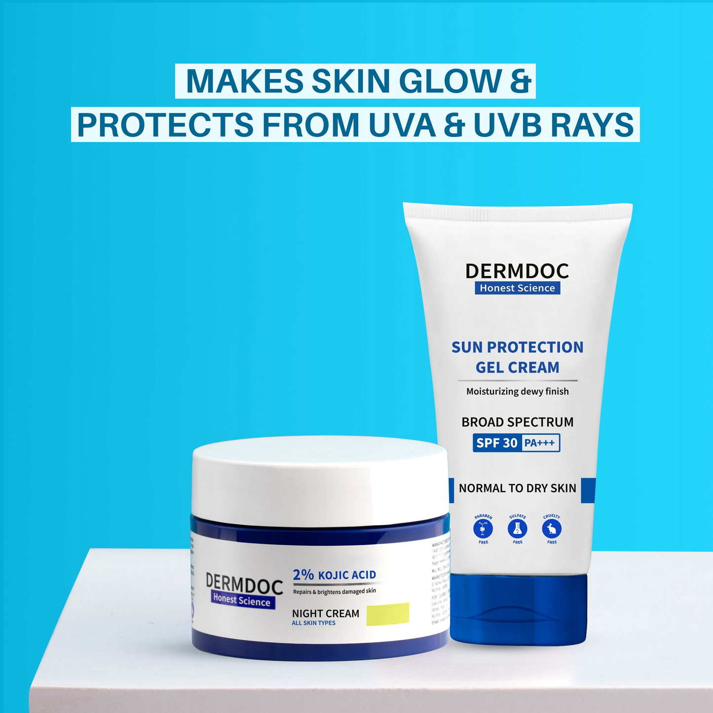 DERMDOC Glow & Protect Combo | Sunscreen + Night Cream for Skin Brightening