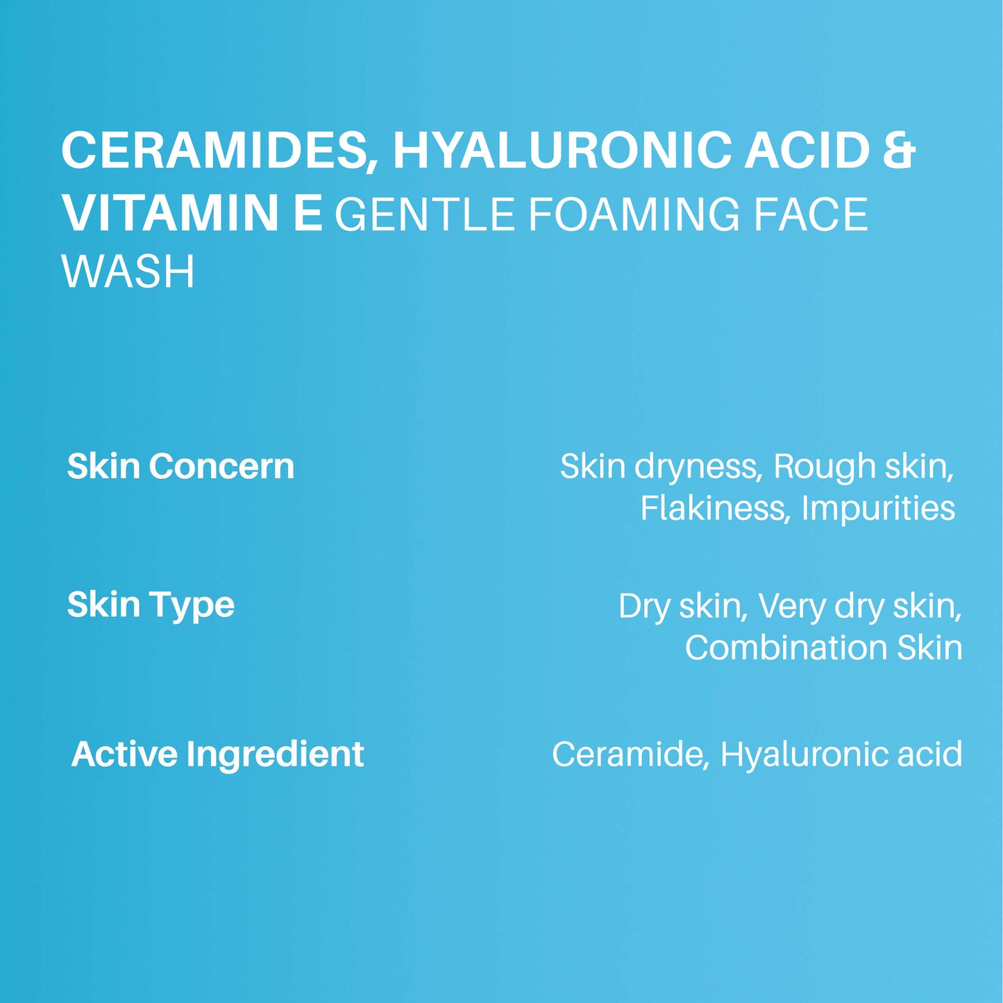 DERMDOC 1% Ceramides * & 0.1% Hyaluronic Acid Gentle Foaming Face Wash (80 ml)