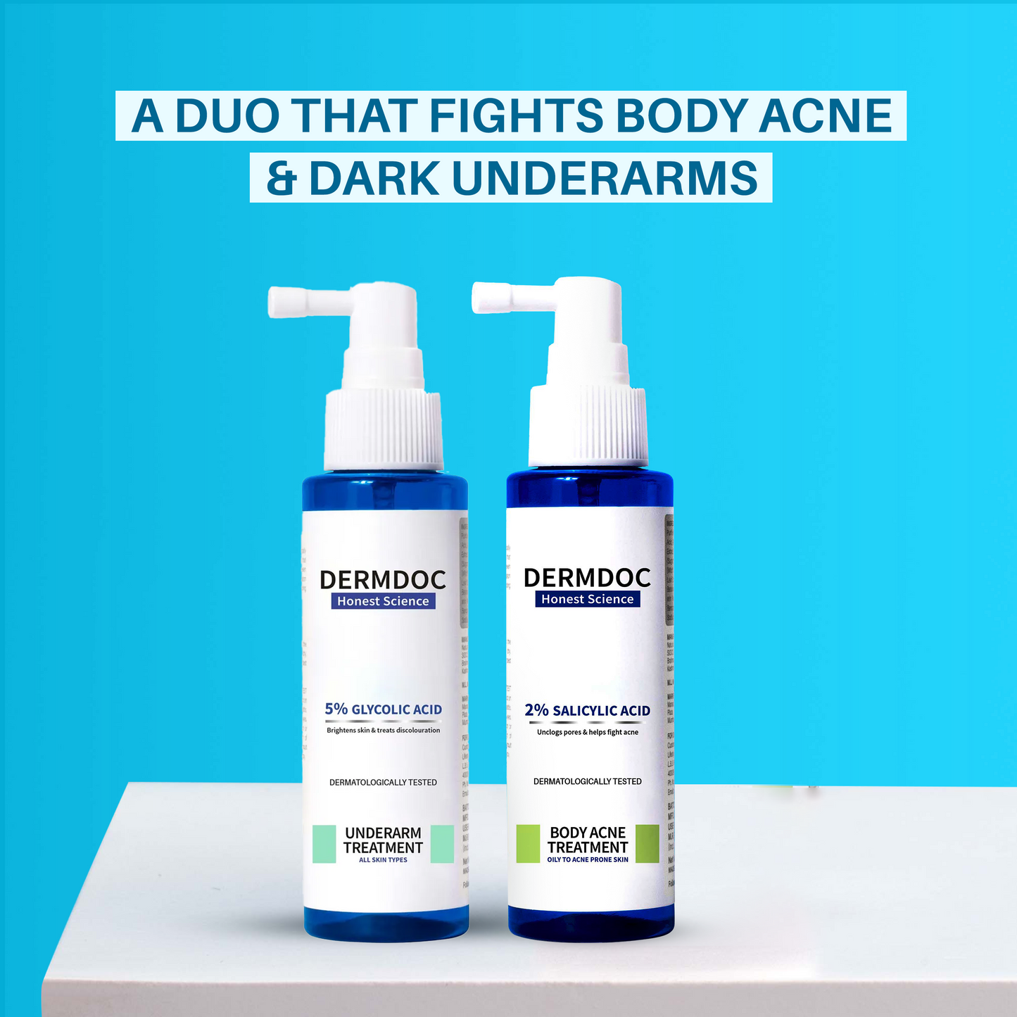 DERMDOC Smooth & Clear Combo | glycolic acid underarm spray | salicylic acid body acne spray