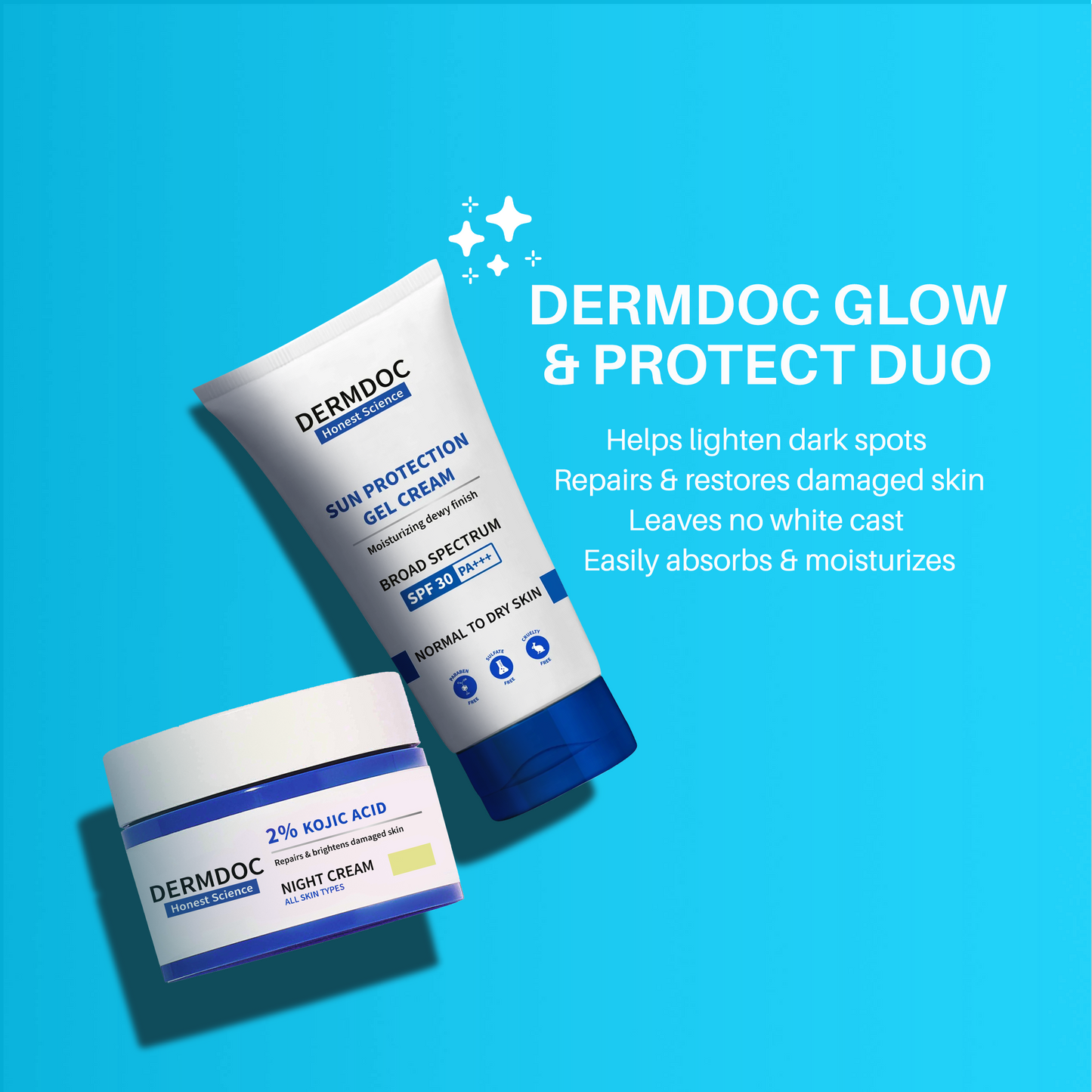 DERMDOC Glow & Protect Combo | Sunscreen + Night Cream for Skin Brightening