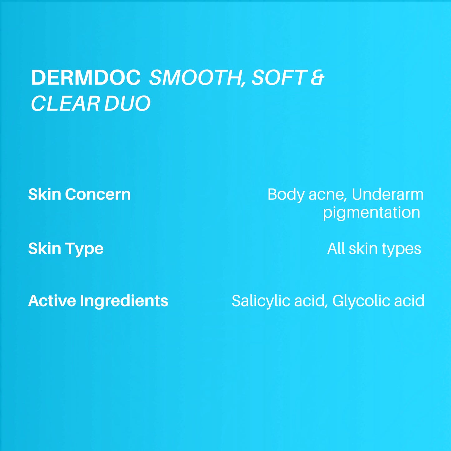 DERMDOC Smooth & Clear Combo | glycolic acid underarm spray | salicylic acid body acne spray