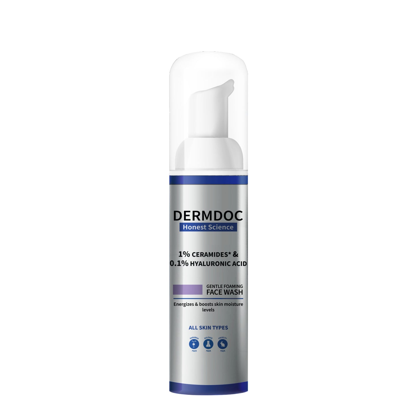 DERMDOC 1% Ceramides * & 0.1% Hyaluronic Acid Gentle Foaming Face Wash (80 ml)