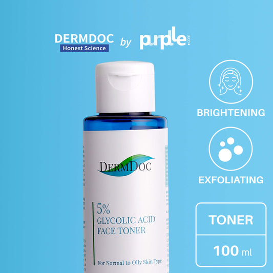 DermDoc 5% Glycolic Acid Face Toner For Skin Exfoliation (100 ml)