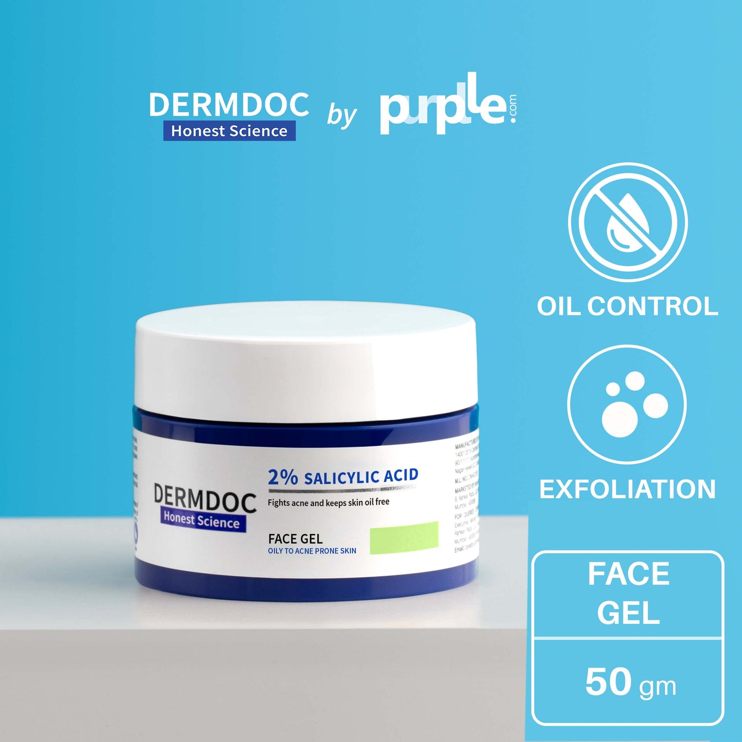 DermDoc 2% Salicylic Anti Acne Face Gel (50 g)