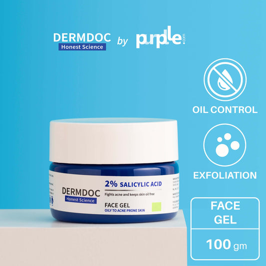 DermDoc 2% Salicylic Acid Anti Acne Face Gel For Clear & Acne Free Skin (100g)