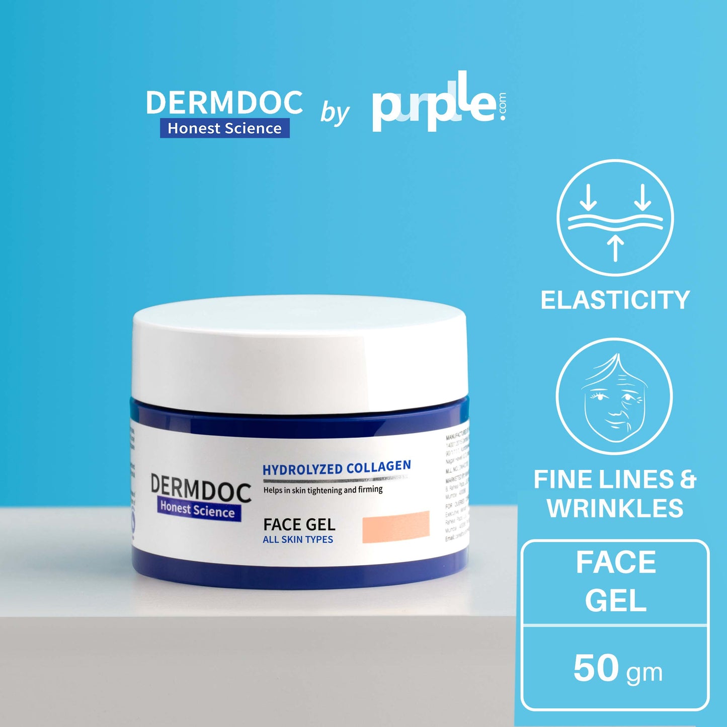 DermDoc Hydrolyzed Collagen Skin Tightening Face Gel For Plump & Youthful Skin (50g)