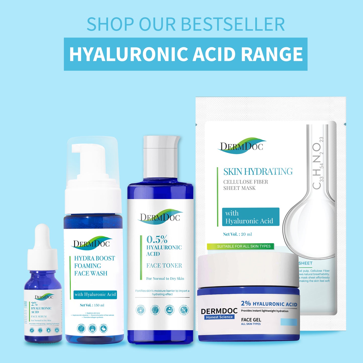 DermDoc Skin Hydrating Face Gel with Hyaluronic Acid (100 gm)