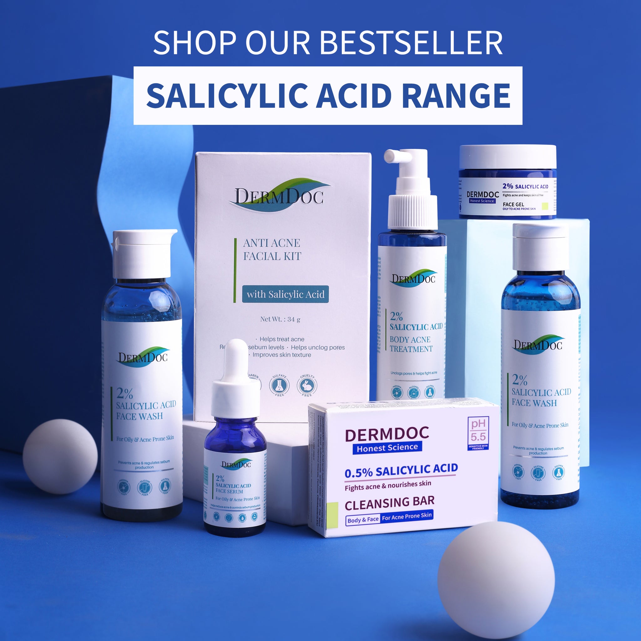 DermDoc 2 Salicylic Anti Acne Face Gel For Clear, Acne Free Skin