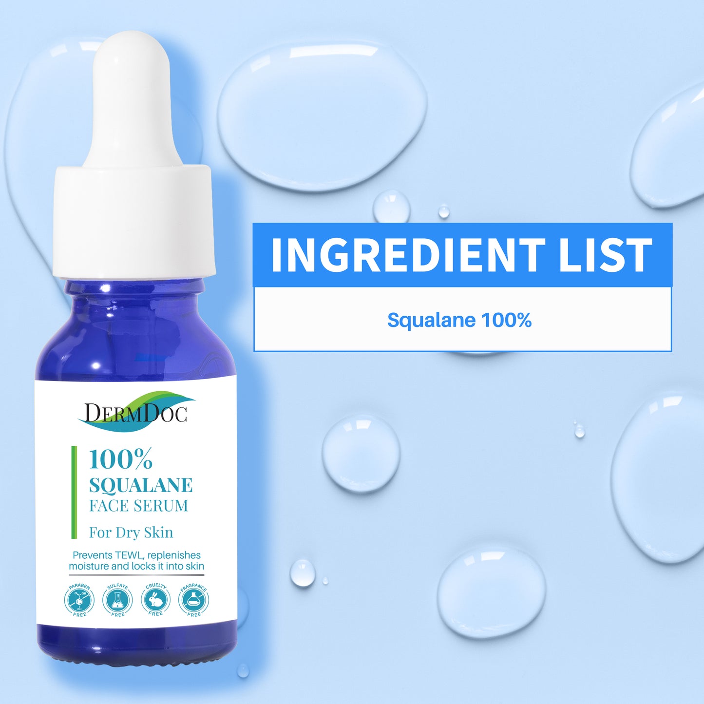 DermDoc 100% Squalane Face Serum For Skin Nourishment & Hydration (10 ml)