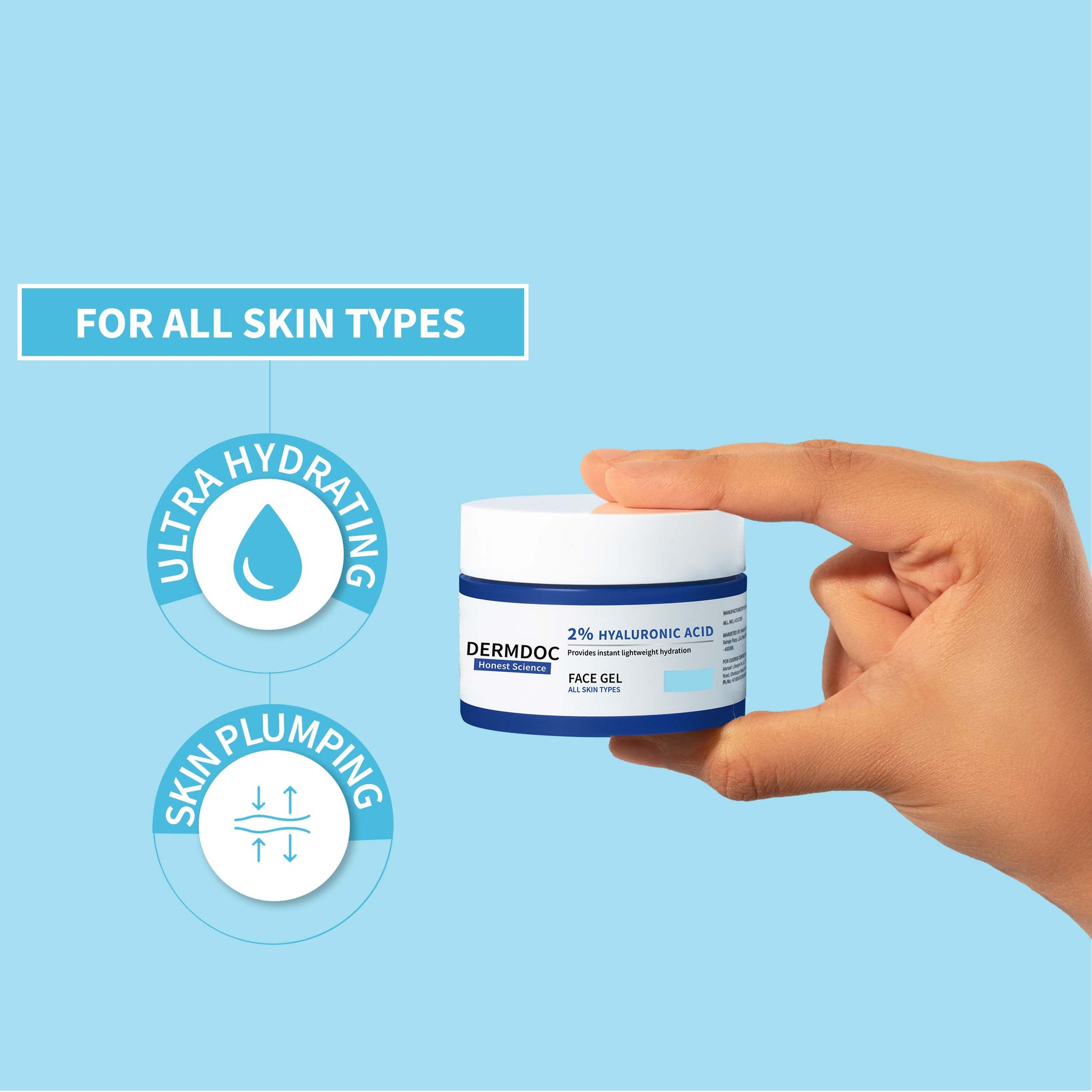DermDoc Skin Hydrating Face Gel with Hyaluronic Acid For Soft & Smooth Skin