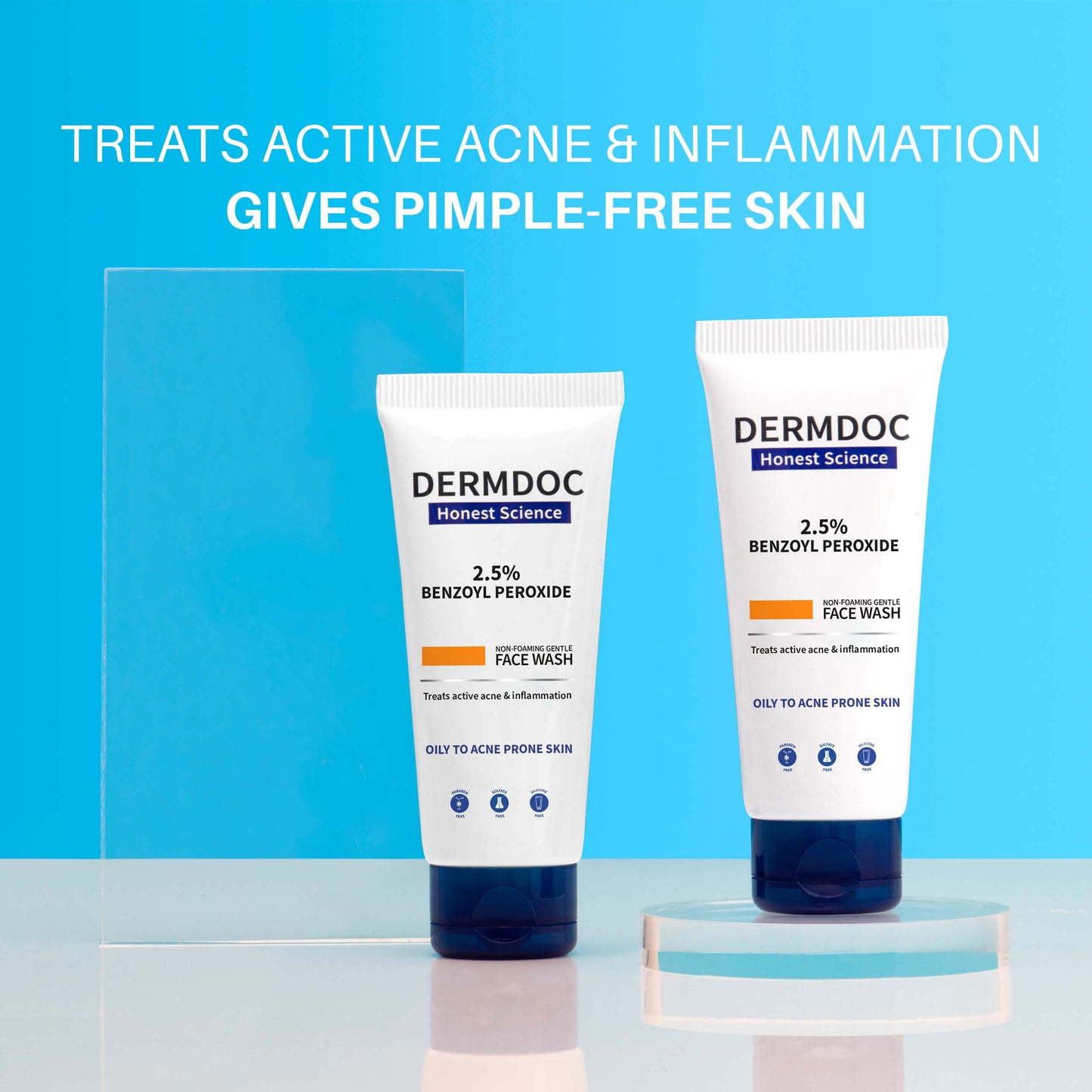 DermDoc 2.5% Benzoyl Peroxide Gentle Non Foaming Face Wash For Severe Acne (70ml)