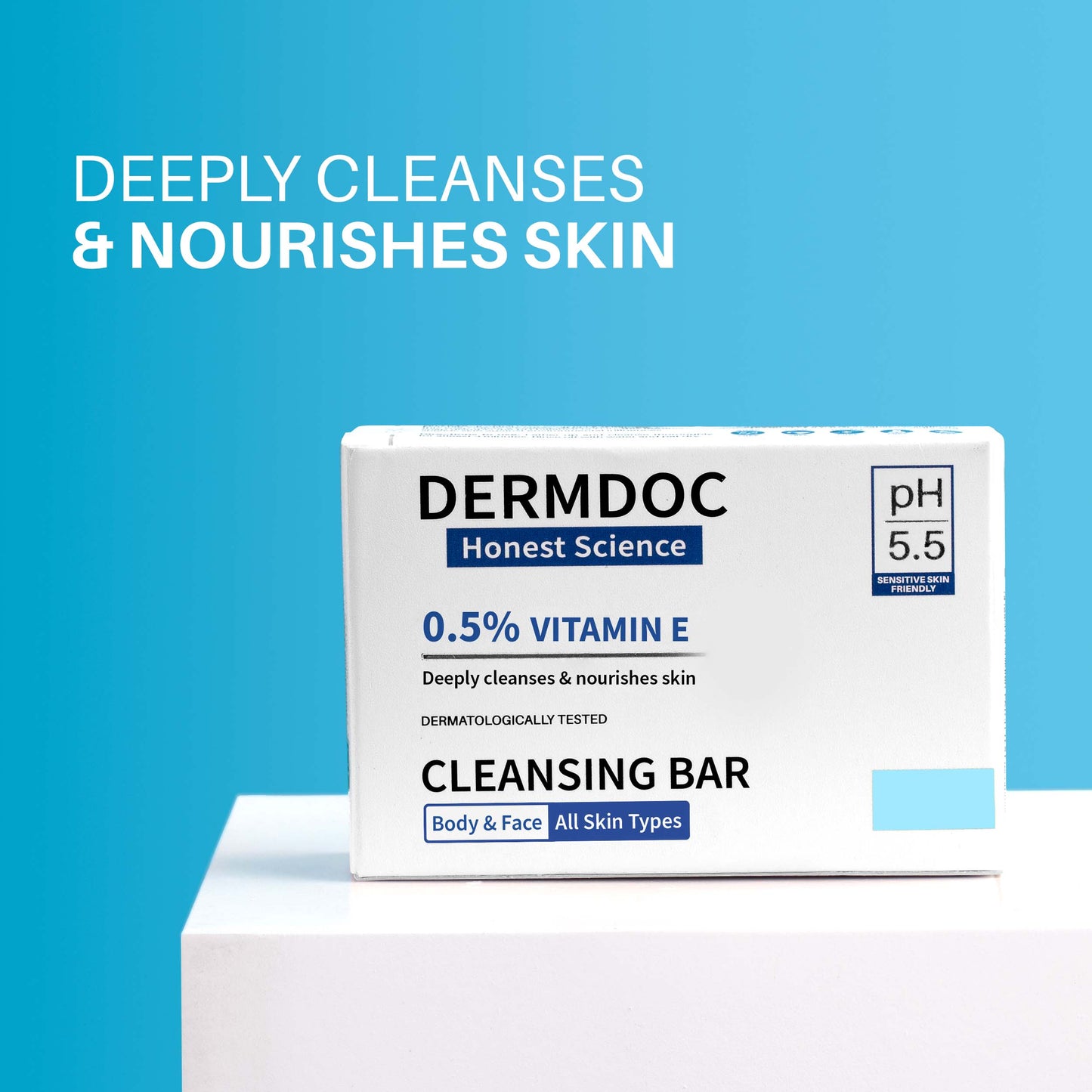 DermDoc 0.5% Vitamin E Cleansing Bar For Moisturized Skin (75g)