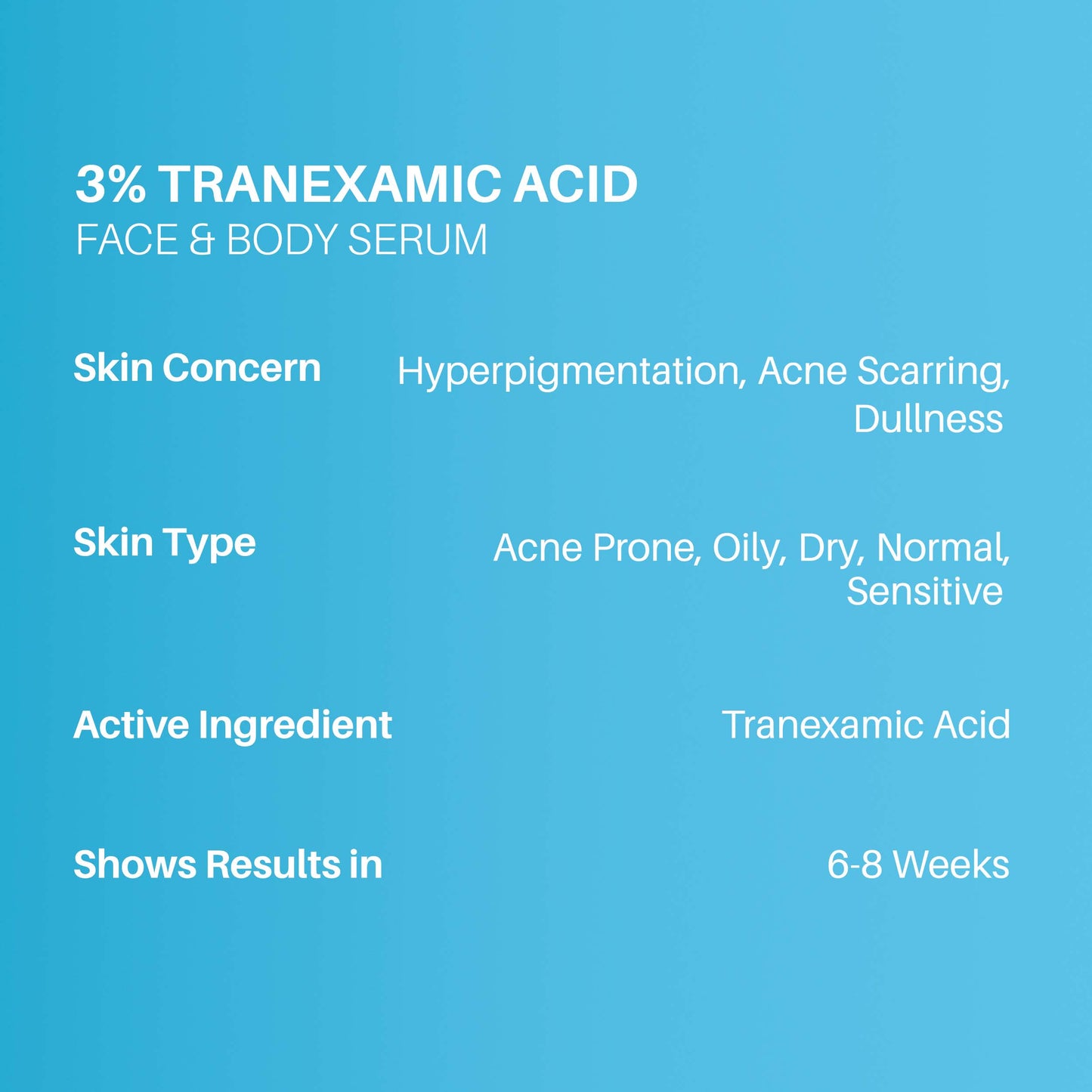 DermDoc 3% Tranexamic Face & Body Serum For Even-Toned Skin (15ml)