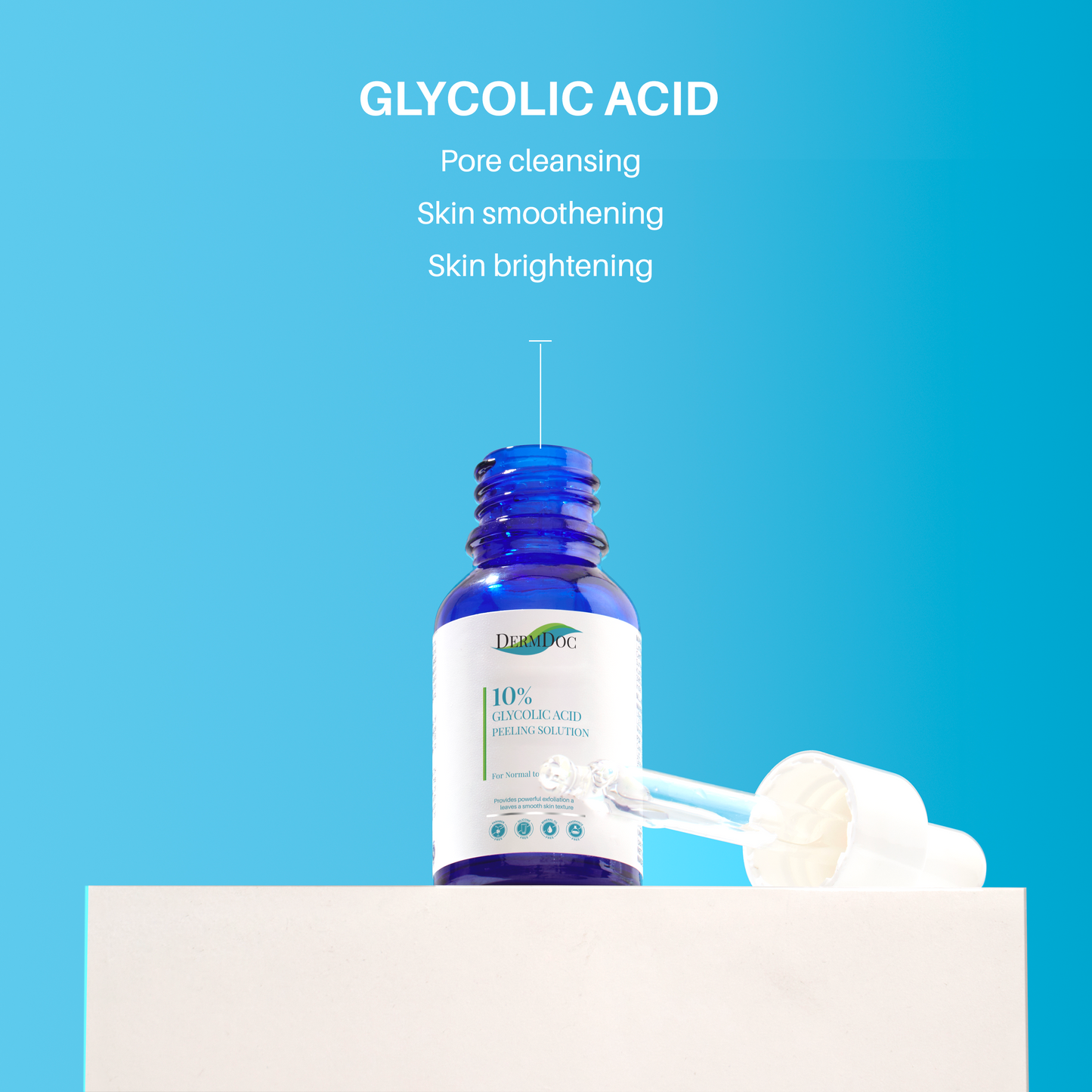 DermDoc 10% Glycolic Acid Peeling Solution For Skin Exfoliation (15 ml)