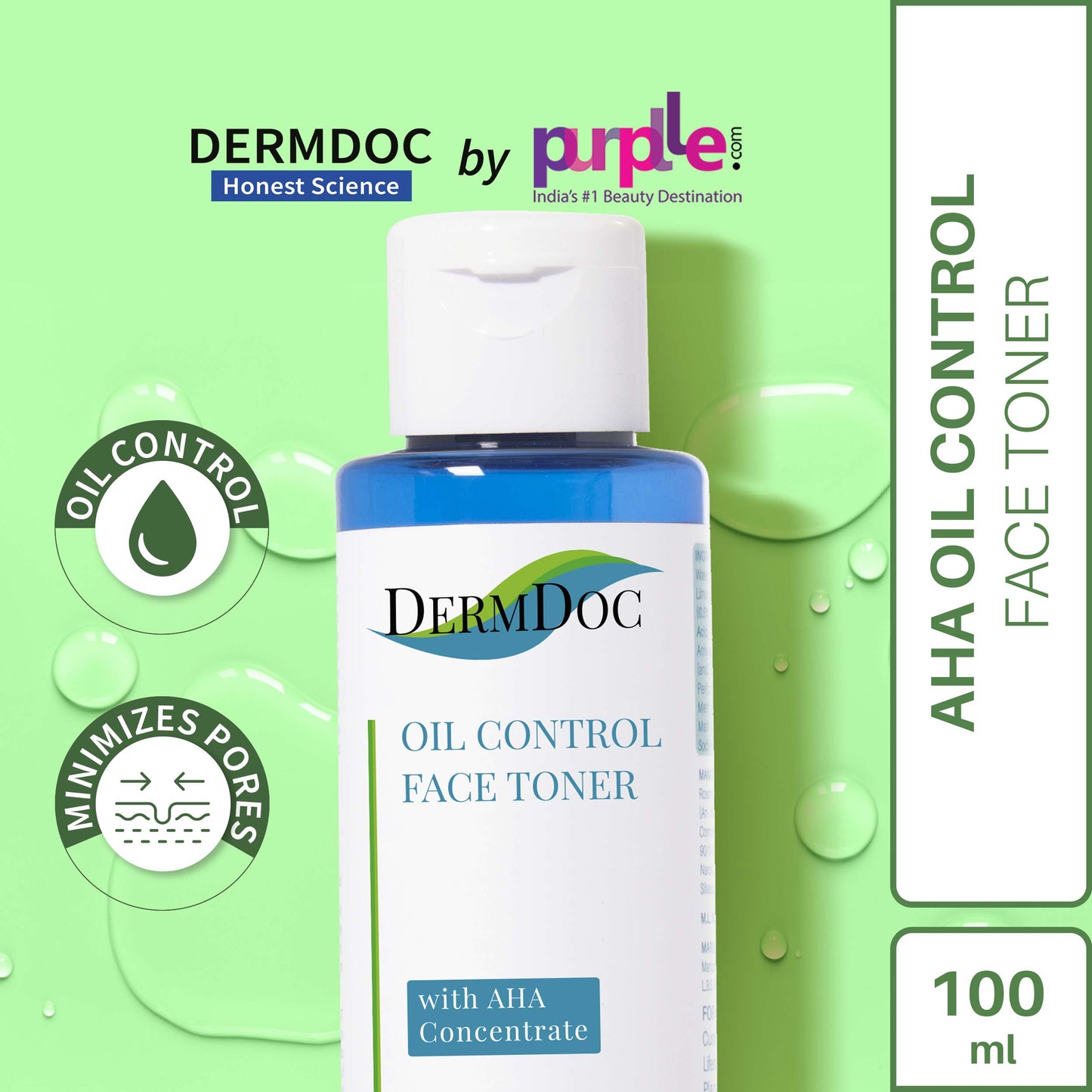 DermDoc Oil Control Face Toner With AHA For Oily Skin (100 ml)