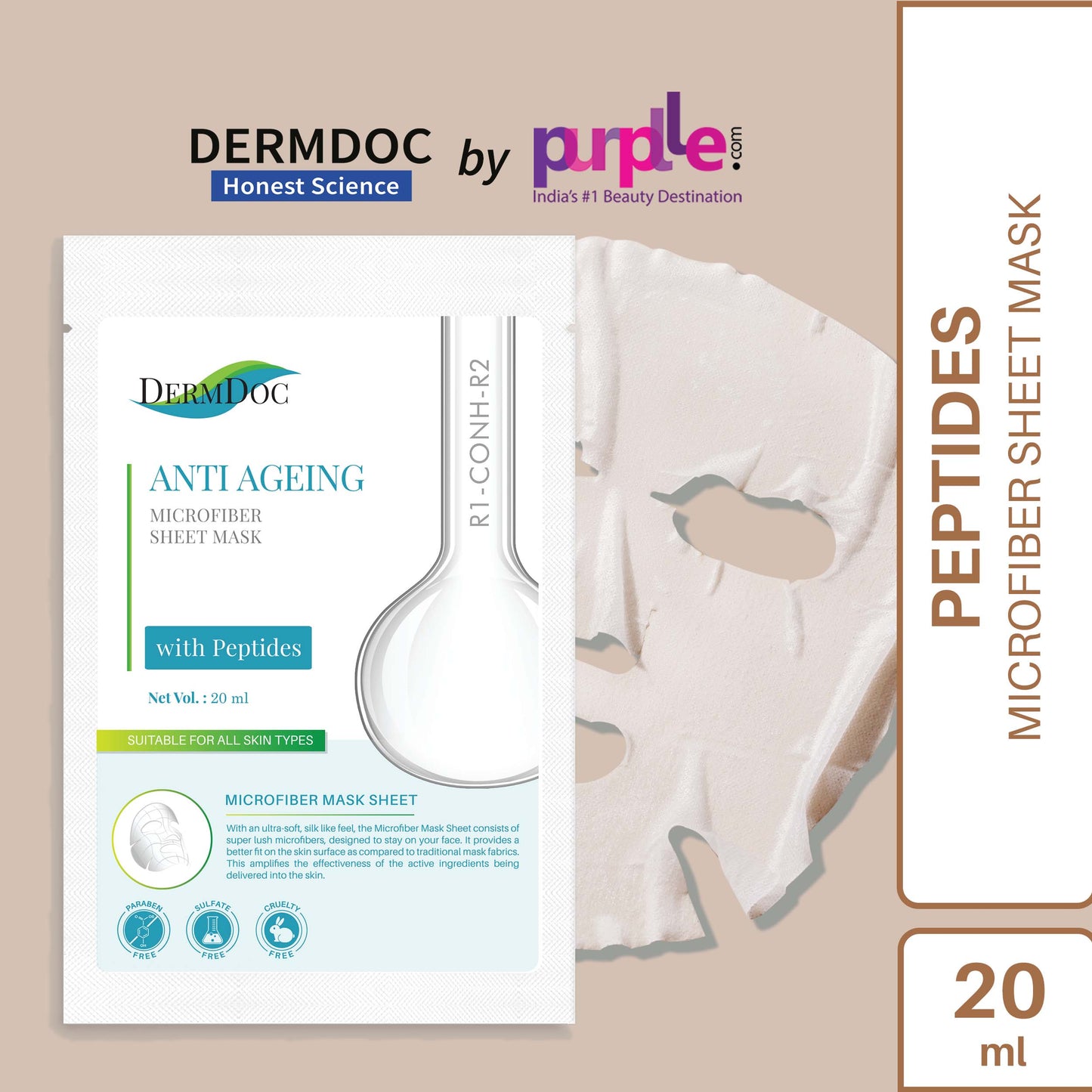 DermDoc Age Defying Microfiber Sheet Mask with Peptides (20 ml)